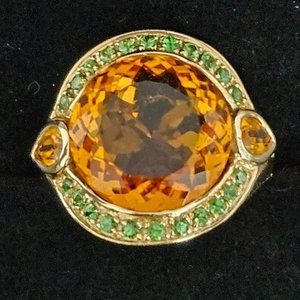 Samuel B. 14K Gold Cocktail Ring with Citrine and Tsavorite Garnet